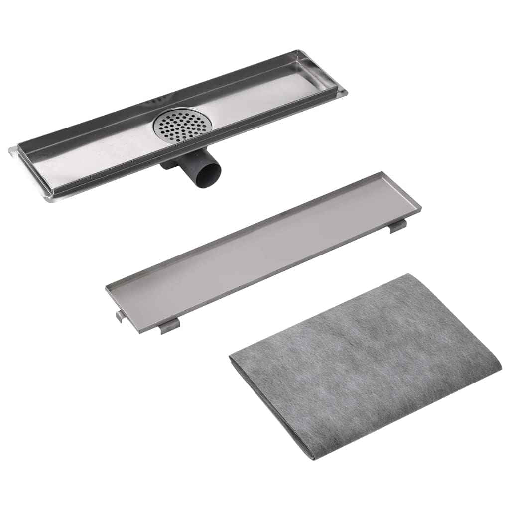 VidaXL Dreno de chuveiro linear 530x140 mm aço inoxidável