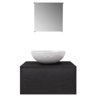 vidaXL Conjunto móveis casa de banho 4 pcs com bacia e torneira, preto