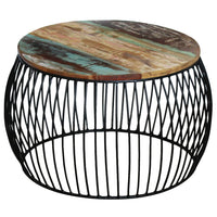 vidaXL Mesa de centro redonda 68x37 cm madeira reciclada maciça