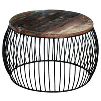 vidaXL Mesa de centro redonda 68x37 cm madeira reciclada maciça