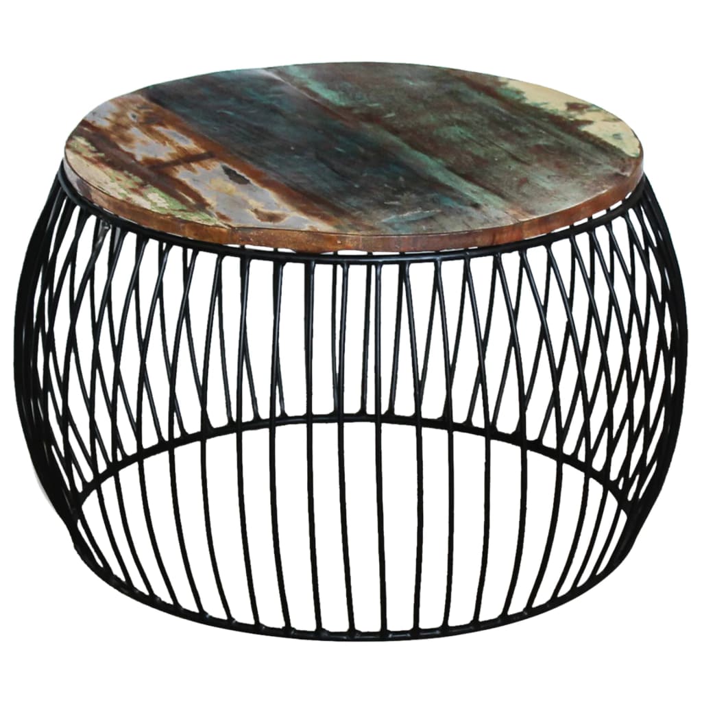vidaXL Mesa de centro redonda 68x37 cm madeira reciclada maciça