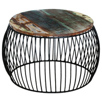 vidaXL Mesa de centro redonda 68x37 cm madeira reciclada maciça