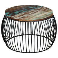 vidaXL Mesa de centro redonda 68x37 cm madeira reciclada maciça