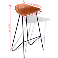 vidaXL Cadeiras de bar 2 pcs couro genuíno preto e castanho