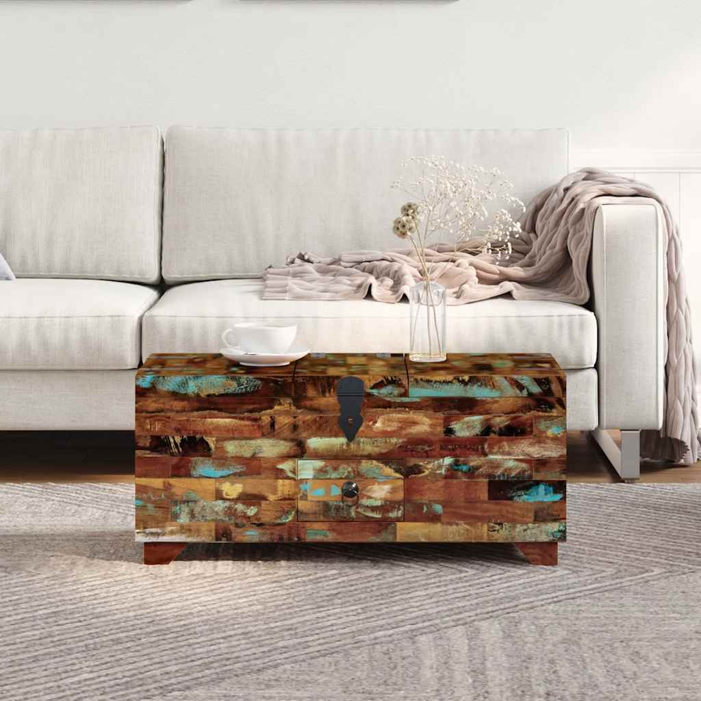 vidaXL Mesa de centro baú/caixa 80x40x35cm madeira reciclada maciça