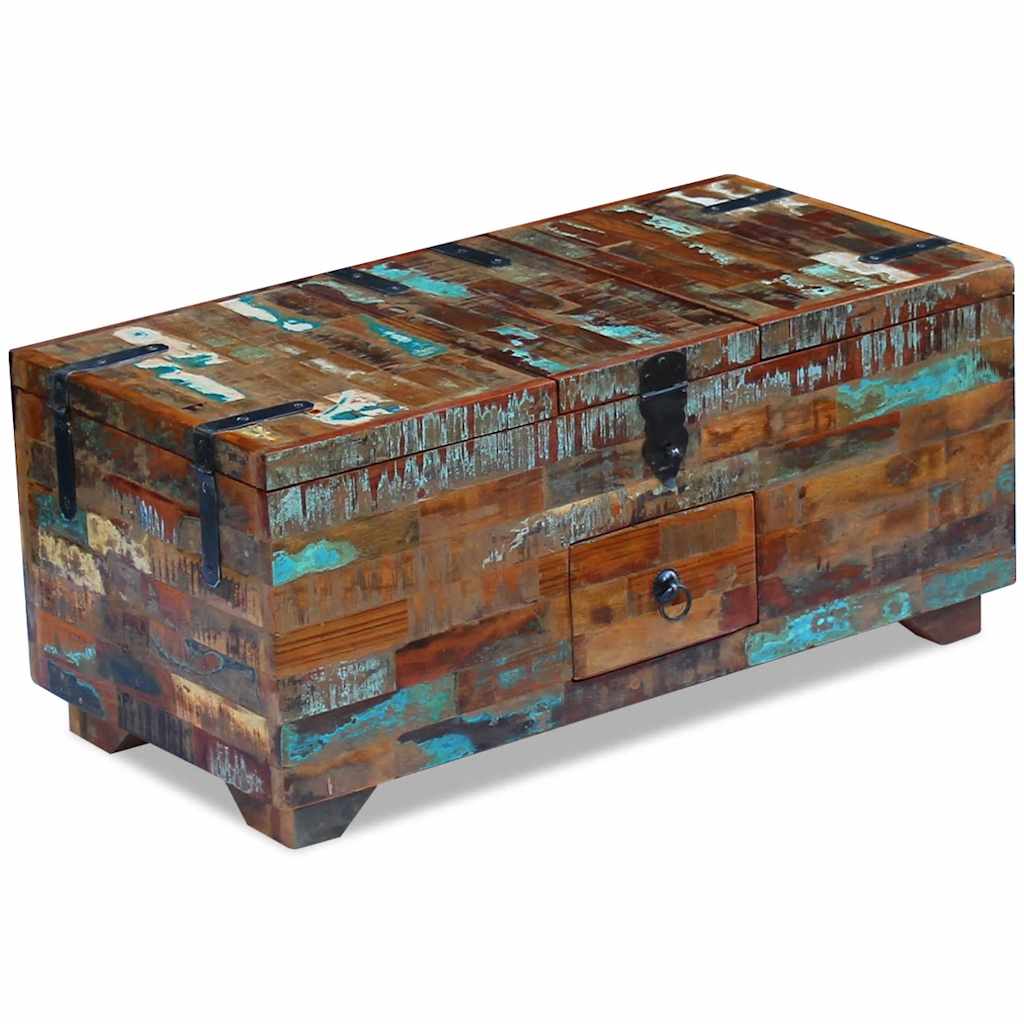 vidaXL Mesa de centro baú/caixa 80x40x35cm madeira reciclada maciça