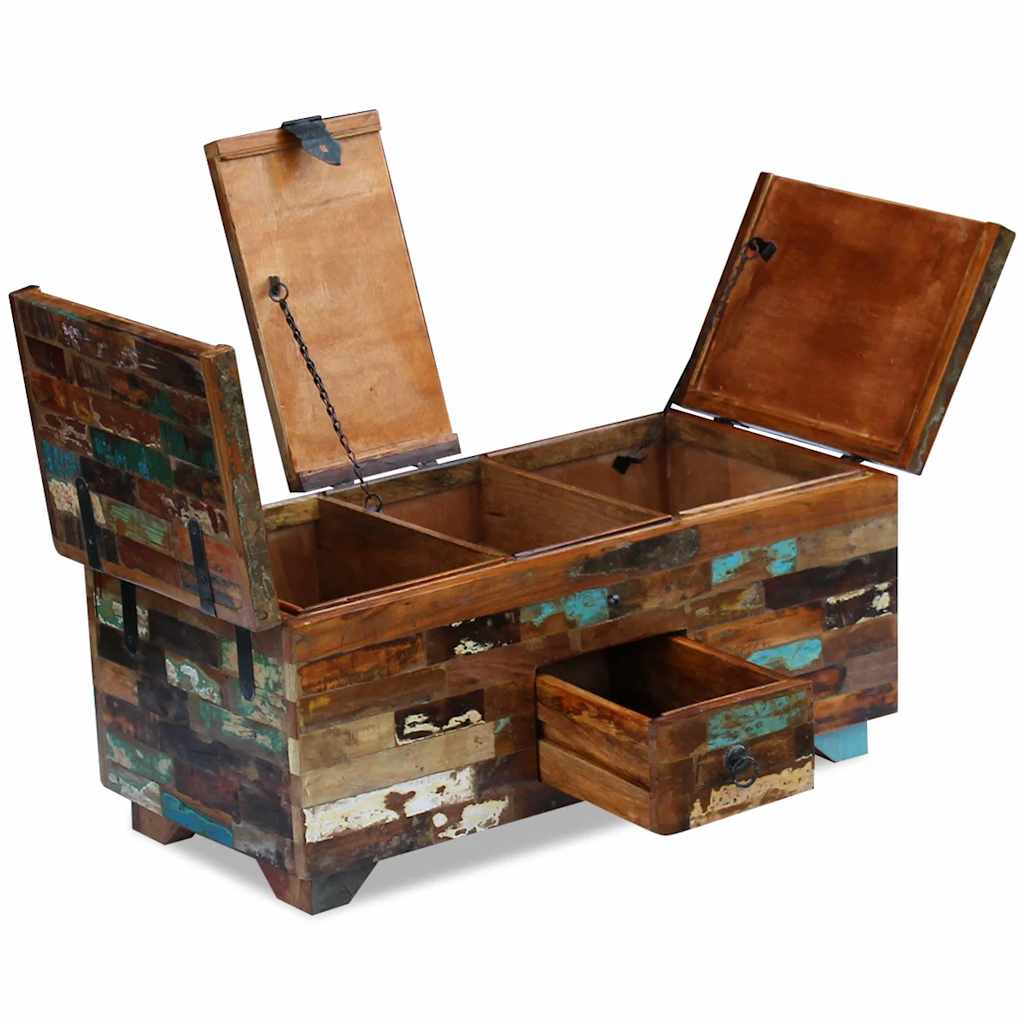 vidaXL Mesa de centro baú/caixa 80x40x35cm madeira reciclada maciça