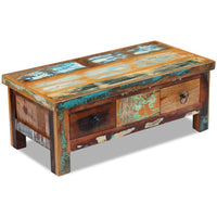 vidaXL Mesa de centro + gavetas 90x45x35 cm madeira reciclada maciça