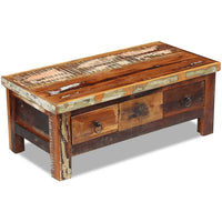 vidaXL Mesa de centro + gavetas 90x45x35 cm madeira reciclada maciça