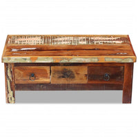 vidaXL Mesa de centro + gavetas 90x45x35 cm madeira reciclada maciça