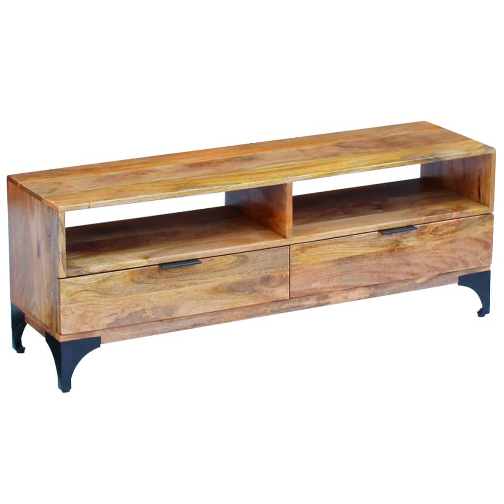 vidaXL Móvel TV madeira de mangueira 120x35x45 cm