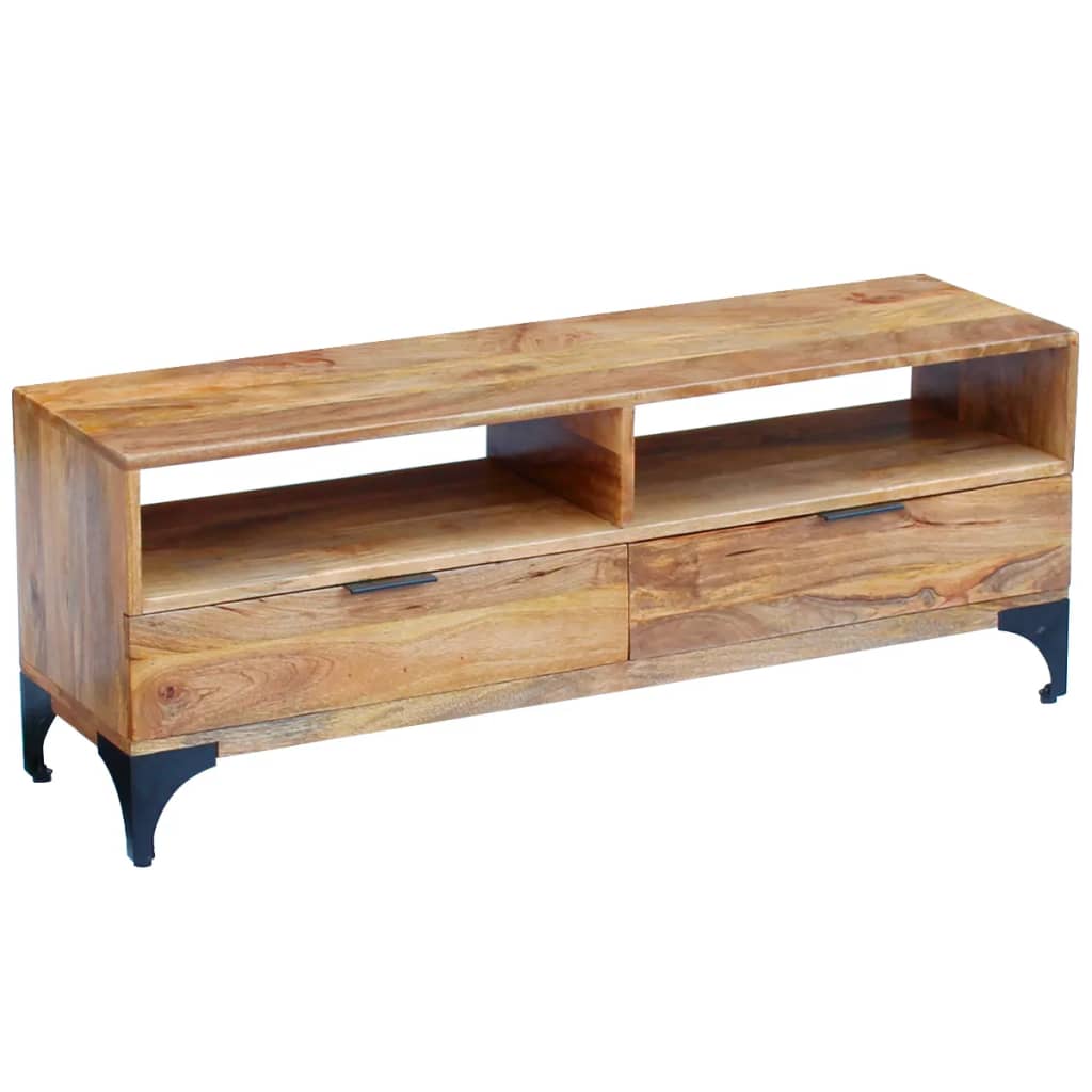 vidaXL Móvel TV madeira de mangueira 120x35x45 cm