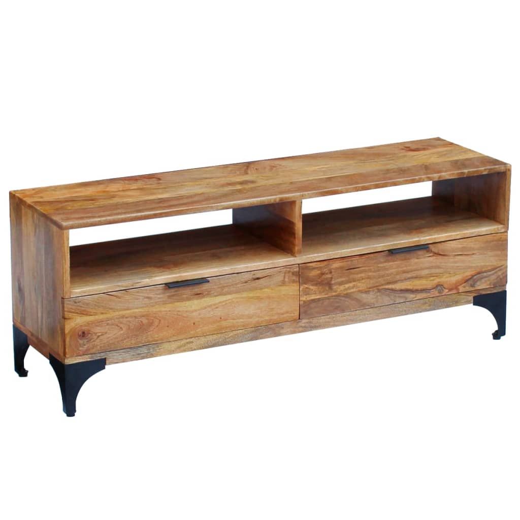 vidaXL Móvel TV madeira de mangueira 120x35x45 cm
