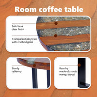 vidaXL Mesa de centro em resina de teca 60 cm