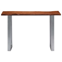 vidaXL Mesa consola 115x35x76 cm madeira de acácia maciça e ferro