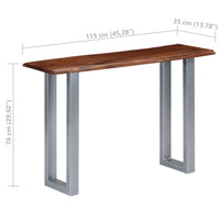 vidaXL Mesa consola 115x35x76 cm madeira de acácia maciça e ferro