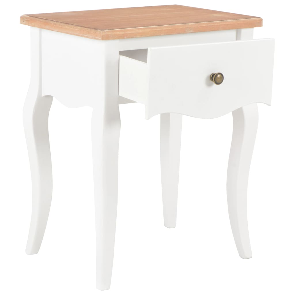 vidaXL Mesa-de-cabeceira 40x30x50 cm pinho maciço branco e castanho