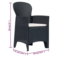vidaXL Conjunto bistrô 3 pcs plástico vime antracite