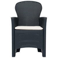 vidaXL Conjunto bistrô 3 pcs plástico vime antracite