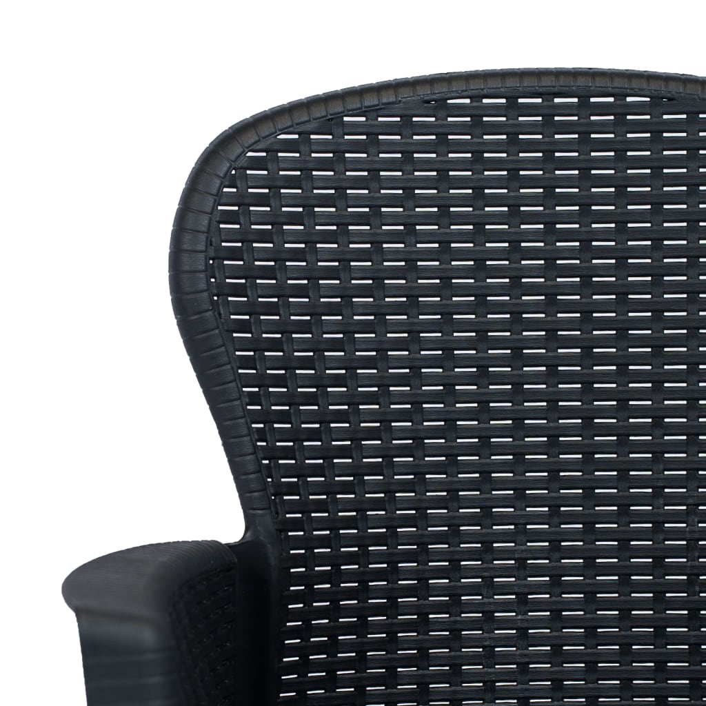 vidaXL Conjunto bistrô 3 pcs plástico vime antracite