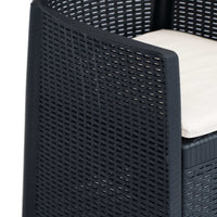 vidaXL Conjunto bistrô 3 pcs plástico vime antracite