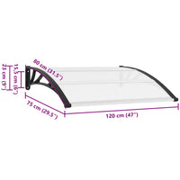 Toldo para porta 120x75 cm PC preto e transparente