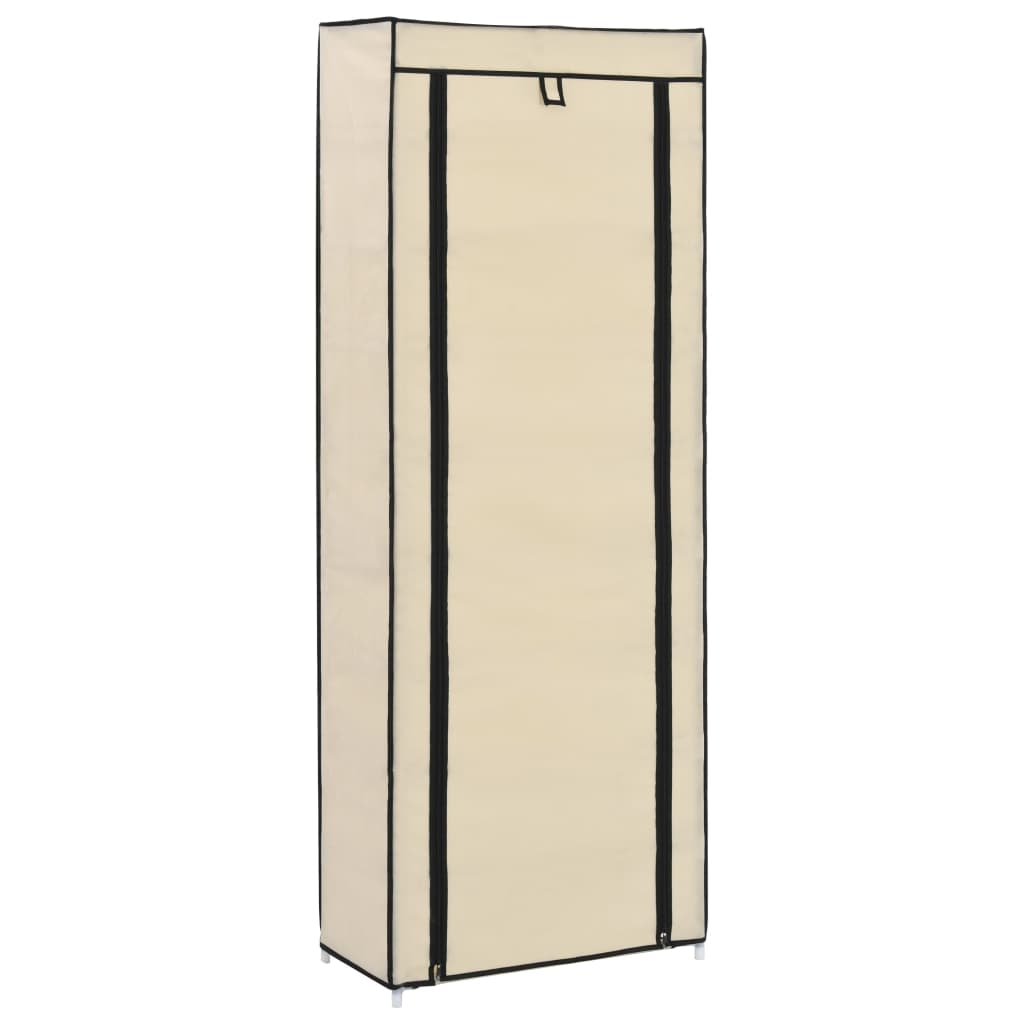 vidaXL Sapateira com cobertura 57x29x162 cm tecido creme