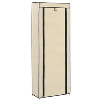 vidaXL Sapateira com cobertura 57x29x162 cm tecido creme