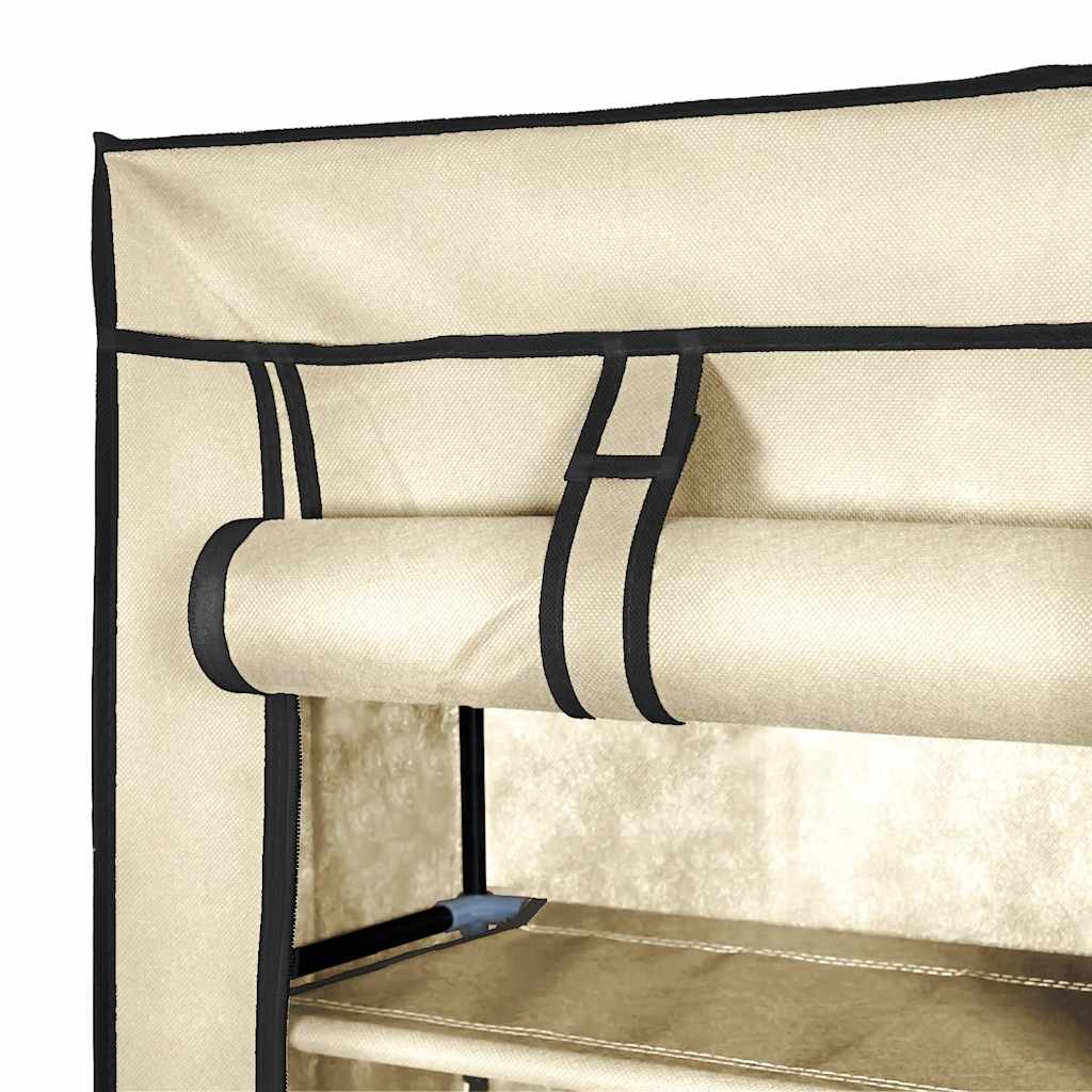 vidaXL Sapateira com cobertura 57x29x162 cm tecido creme