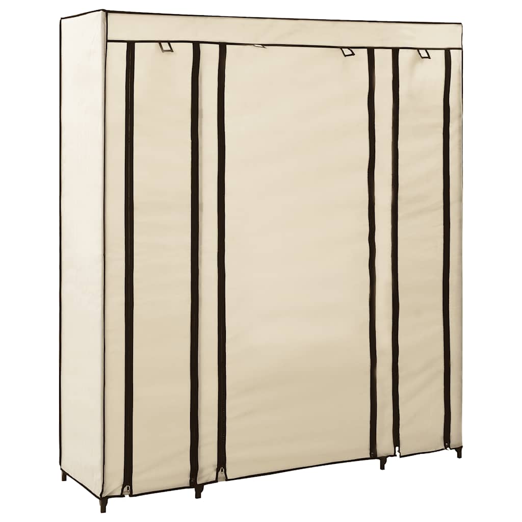 vidaXL Roupeiro c/ compartimentos e varões 150x45x176 cm tecido creme