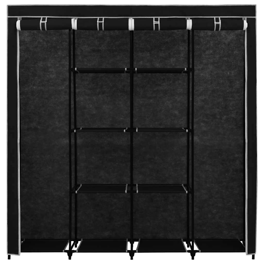 vidaXL Roupeiro com 4 compartimentos 175x45x170 cm preto