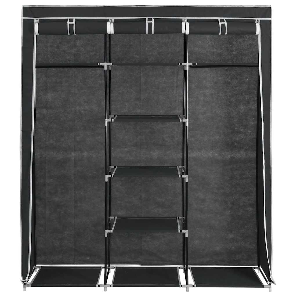 vidaXL Roupeiro c/ compartimentos e varões 150x45x175 cm tecido preto