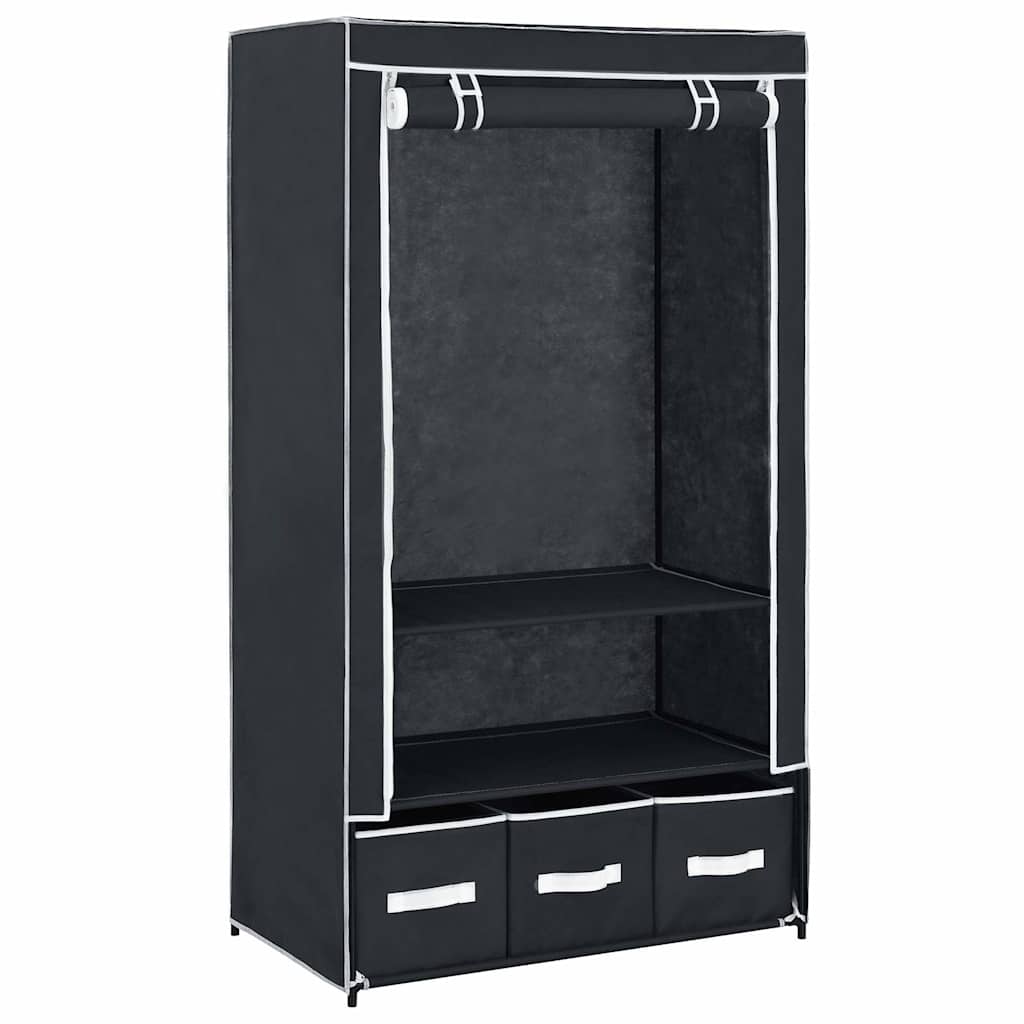 vidaXL Roupeiro 87x49x159 cm tecido preto