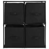vidaXL Armário de arrumação com 4 cestos tecido 63x30x71 cm aço preto