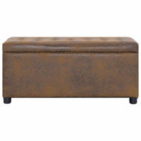 vidaXL Banco de arrumação 87,5 cm camurça artificial castanho