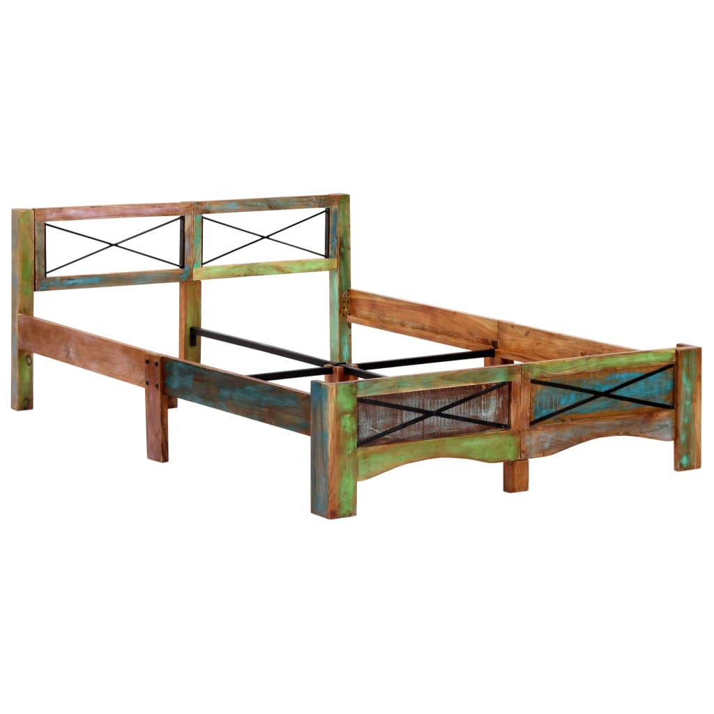 vidaXL Estrutura de cama madeira recuperada maciça 140x200 cm