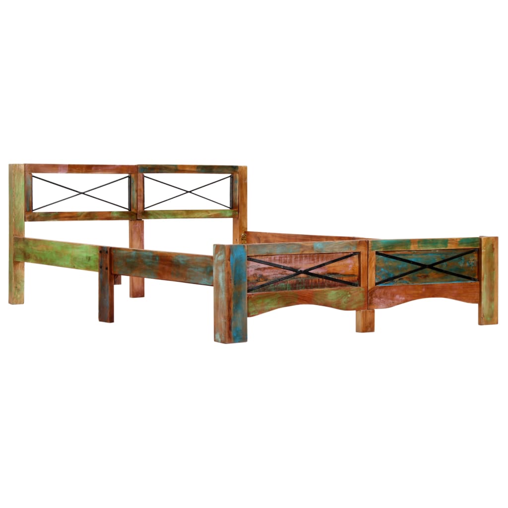 vidaXL Estrutura de cama madeira recuperada maciça 140x200 cm