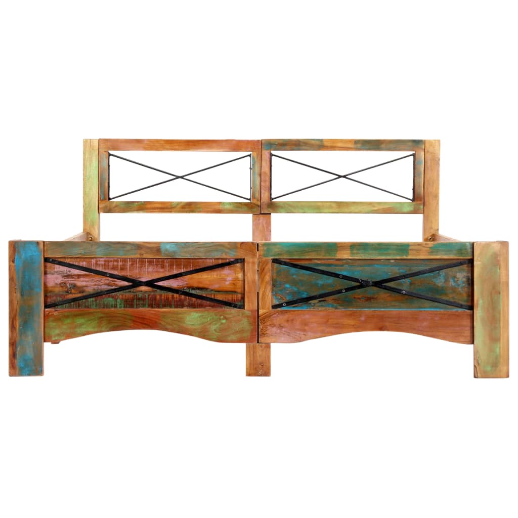 vidaXL Estrutura de cama madeira recuperada maciça 140x200 cm