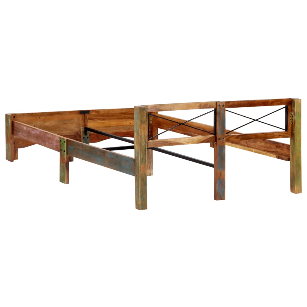 vidaXL Estrutura de cama madeira recuperada maciça 140x200 cm