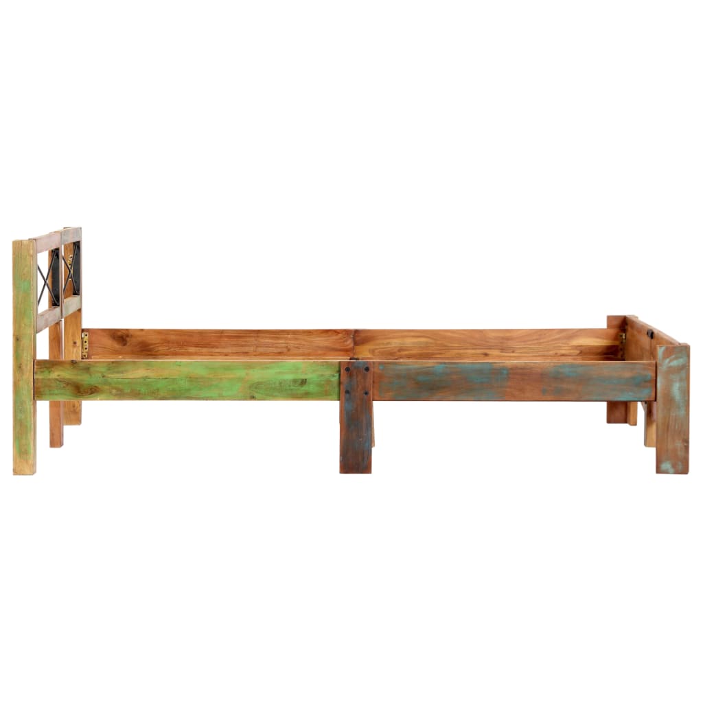 vidaXL Estrutura de cama madeira recuperada maciça 140x200 cm