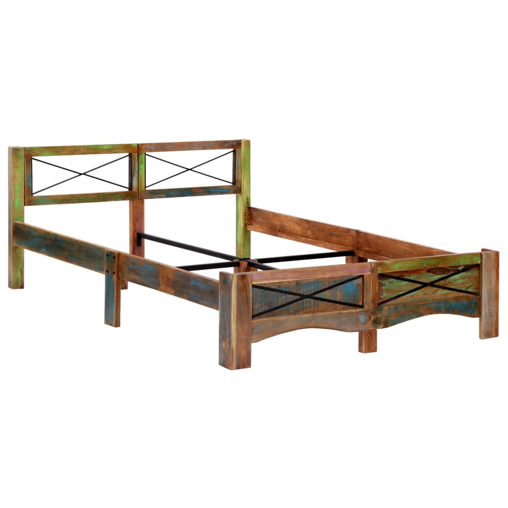 vidaXL Estrutura de cama madeira recuperada maciça 140x200 cm