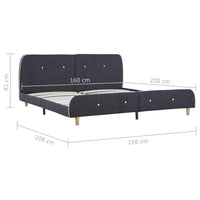 vidaXL Estrutura de cama 160x200 cm tecido cinzento-escuro