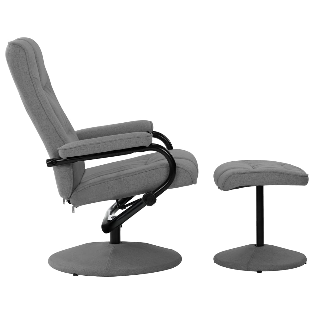 vidaXL Cadeira reclinável com apoio de pés tecido cinzento-claro