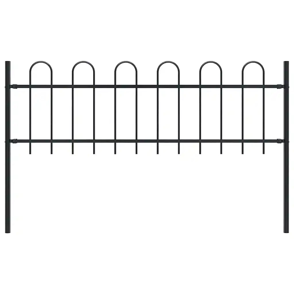 Cerca de jardim BOXTEL com topo em arco, em aço, 181x60 cm, preto