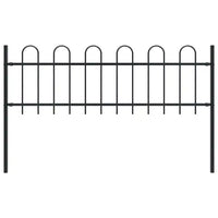 Cerca de jardim BOXTEL com topo em arco, em aço, 181x60 cm, preto