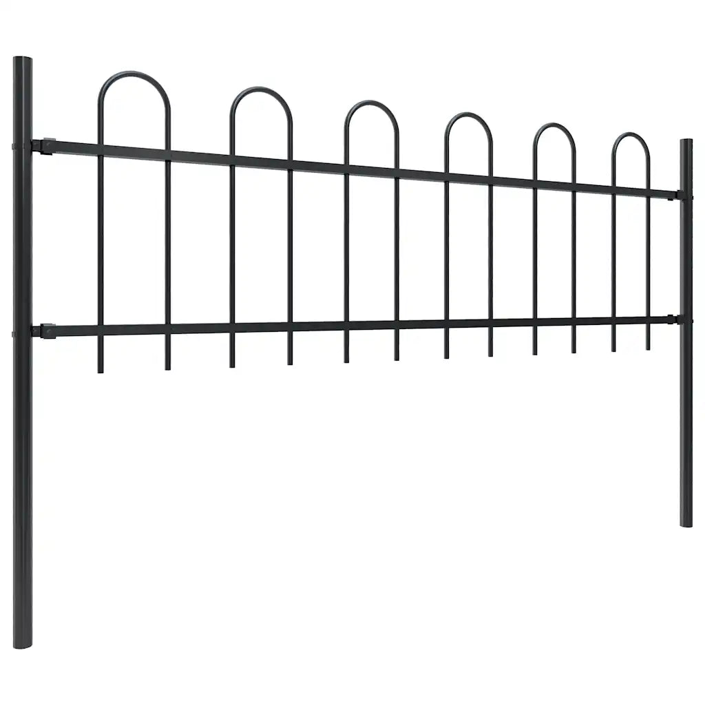 Cerca de jardim BOXTEL com topo em arco, em aço, 181x60 cm, preto