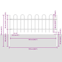 Cerca de jardim BOXTEL com topo em arco, em aço, 181x60 cm, preto