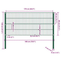 vidaXL Painel de vedação com postes de ferro 176,5x80 cm verde