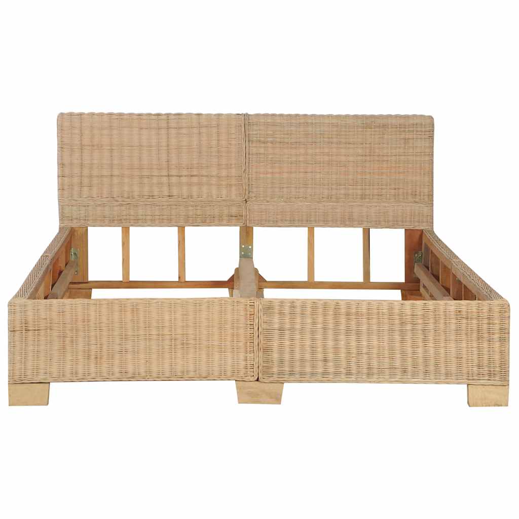 vidaXL Estrutura de cama artesanal em vime natural 140x200 cm