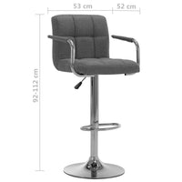 vidaXL Banco de bar tecido cinzento-claro